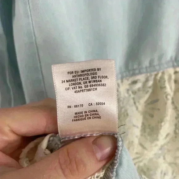 Anthropologie Holding Horses Button Down Shirt Denim Lace Blue Size S - Picture 8 of 9